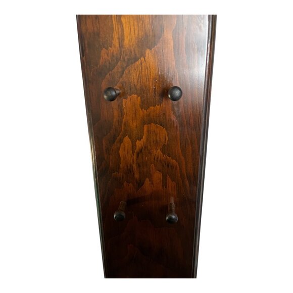 Vintage Wooden Wall Rack - Signed – Dark Stain – 6-Peg Hanging Organizer – 18" - Picture 3 of 6